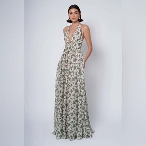 Jenny Yoo Robin Print Backless Floral Maxi Dress in Loden Multi